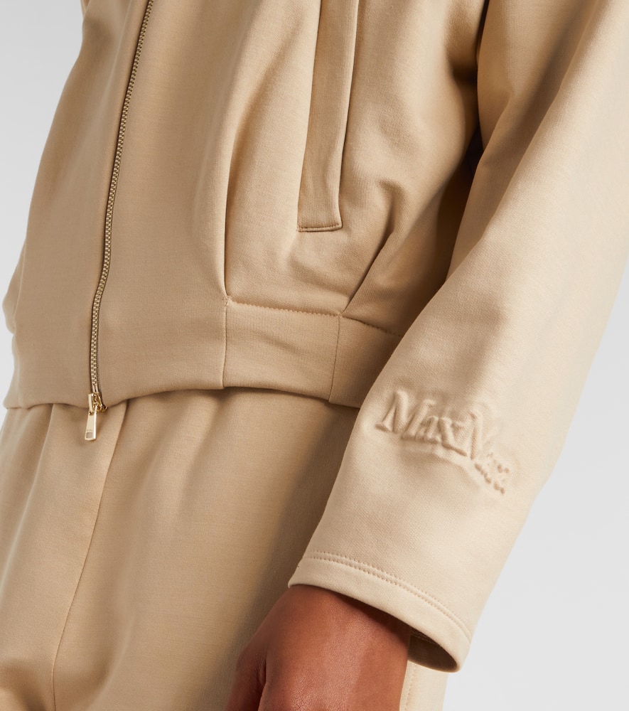Max Mara Cropped Silk And Cotton Sweatshirt In Brown