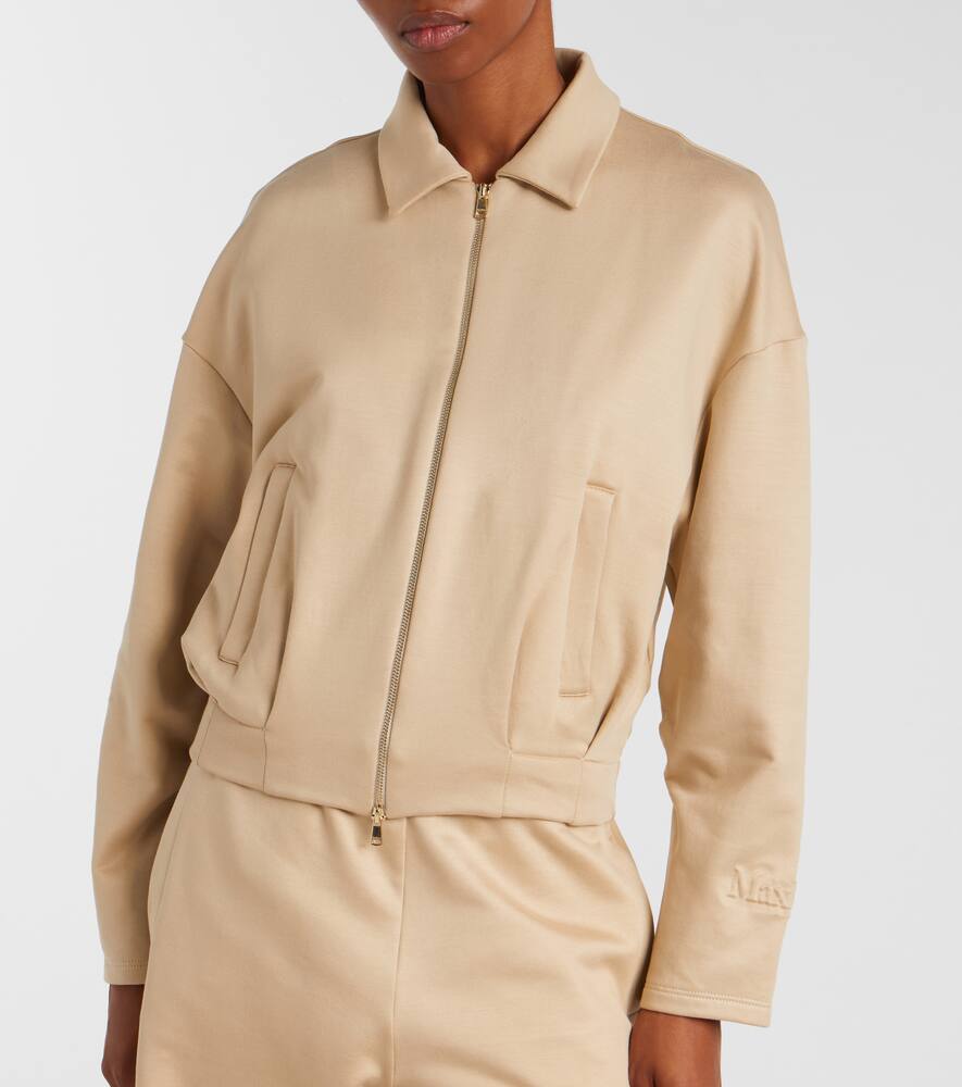 Max Mara Cropped Silk And Cotton Sweatshirt In Brown