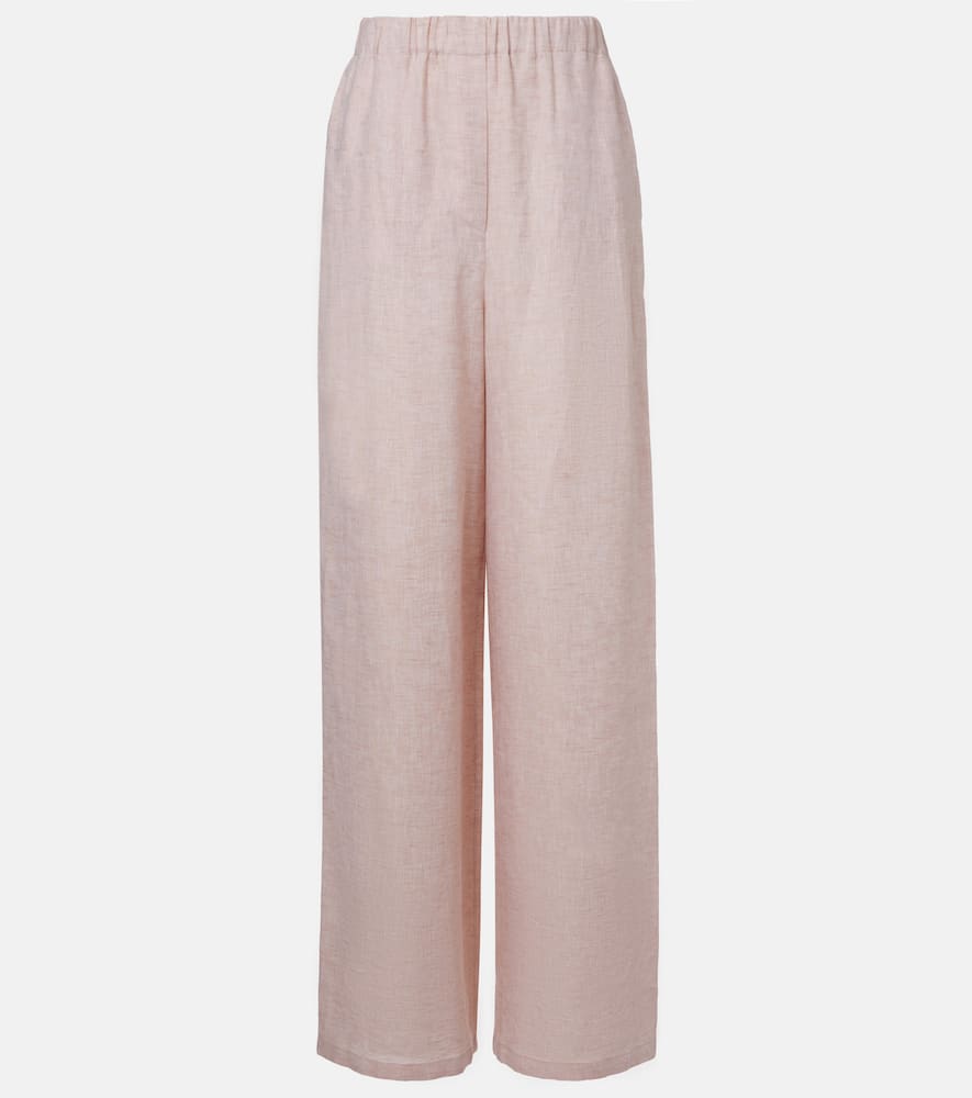 Loro Piana Valerio Linen Wide-leg Pants In Pink