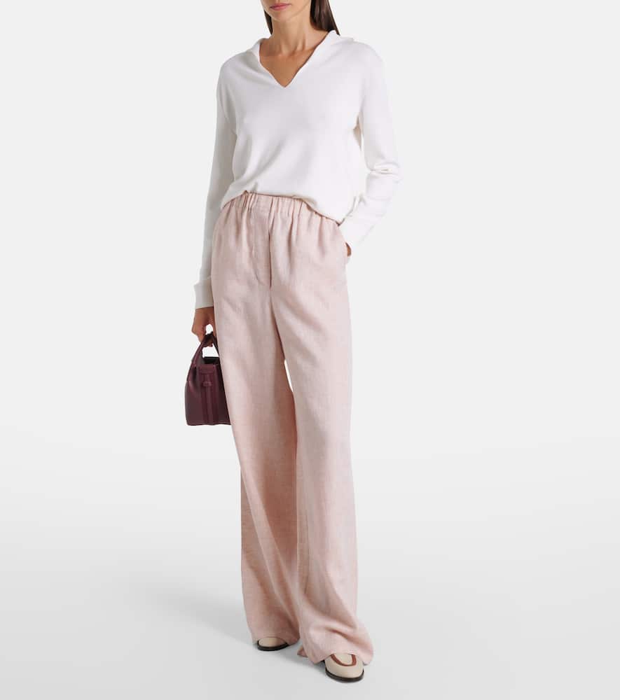 Loro Piana Valerio Linen Wide-leg Pants In Pink