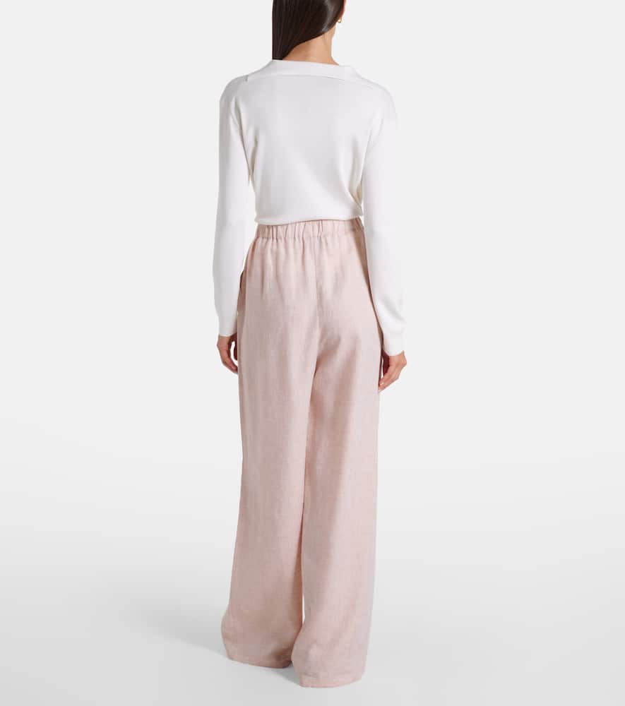 Loro Piana Valerio Linen Wide-leg Pants In Pink