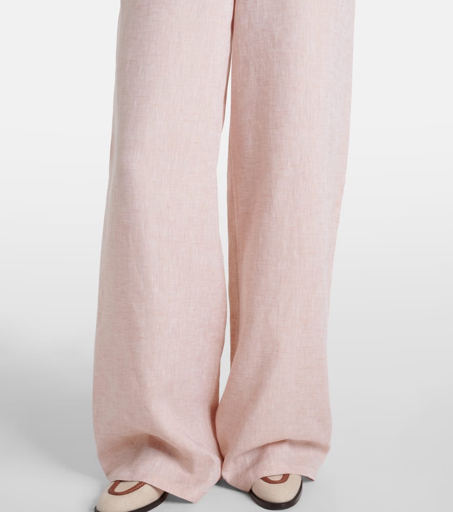 Loro Piana Valerio Linen Wide-leg Pants In Pink