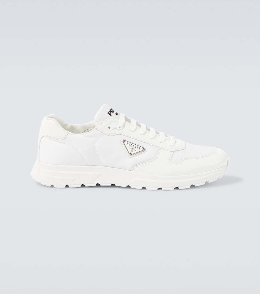 Prada Logo leather-trimmed sneakers