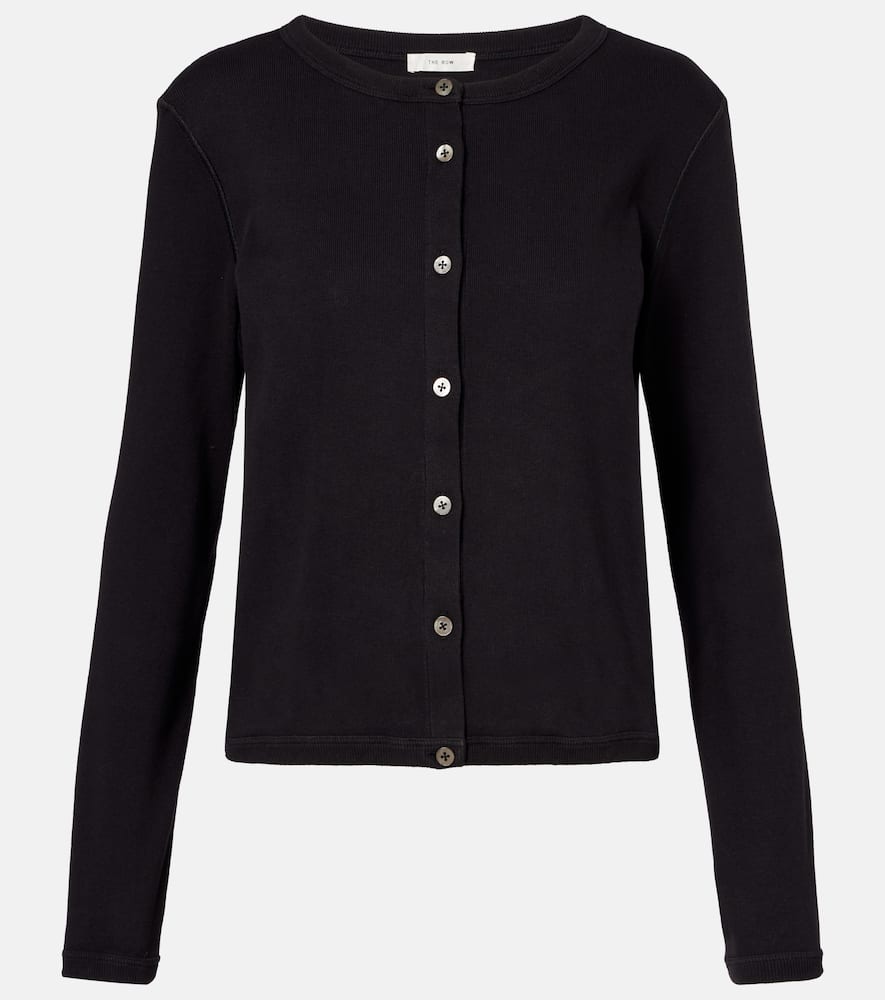 The Row Gretas Knitted Cotton Cardigan In Black