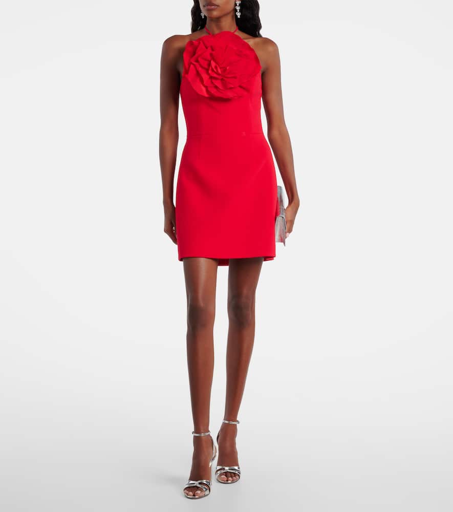 Rebecca Vallance Cameron Floral-appliqué Crêpe Minidress In Red
