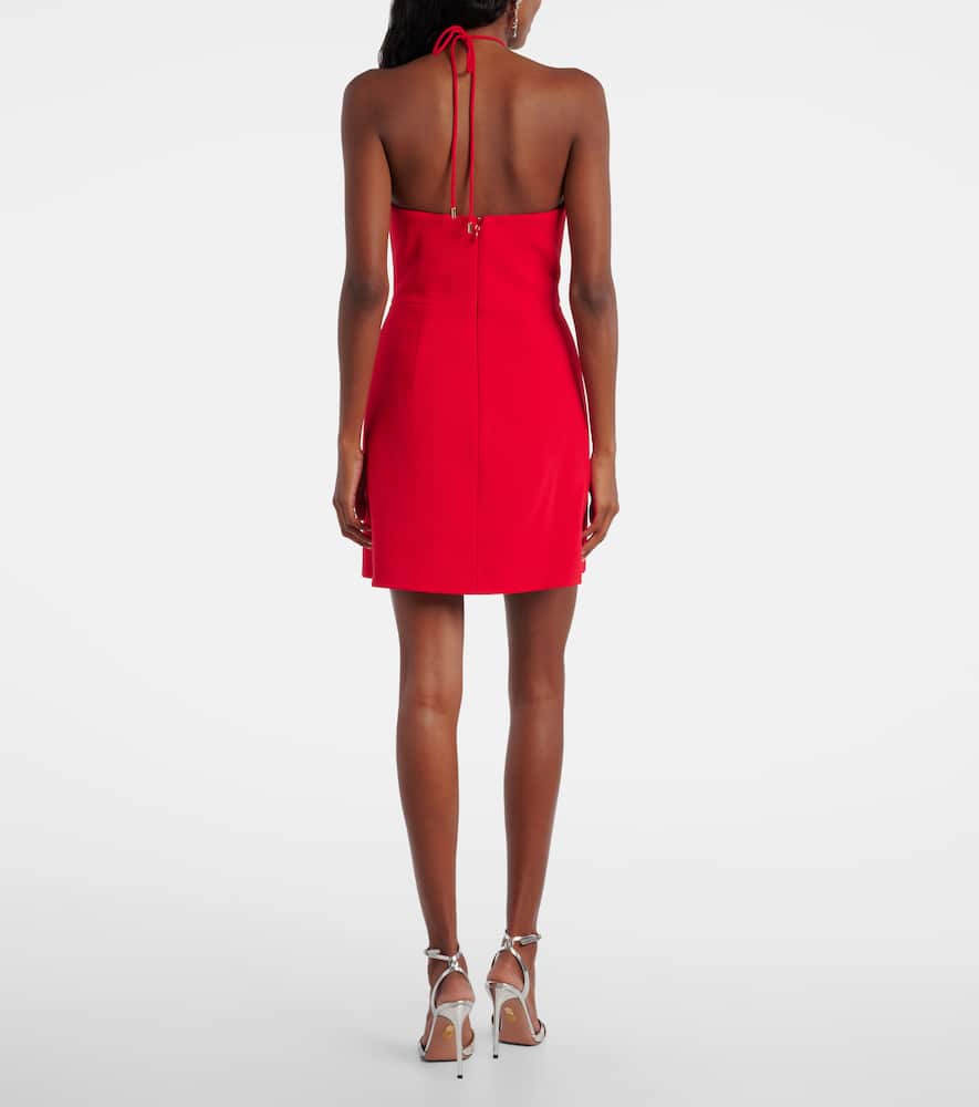 Rebecca Vallance Cameron Floral-appliqué Crêpe Minidress In Red