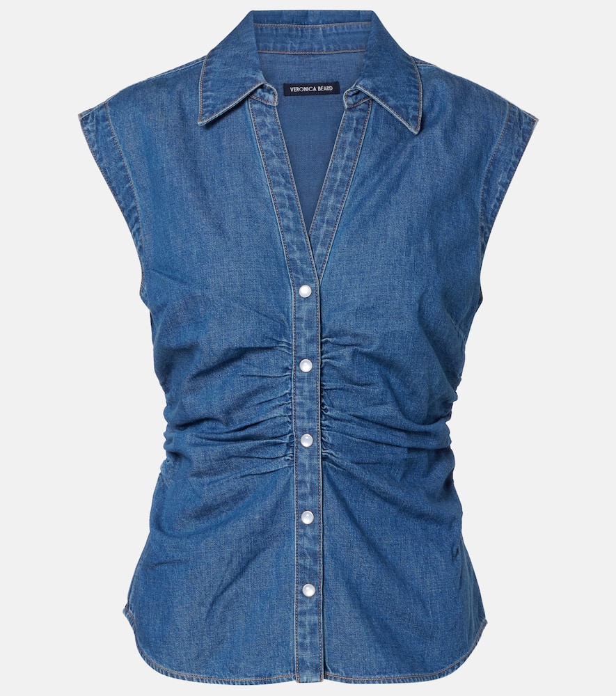 Veronica Beard Sera Denim Top In Blue