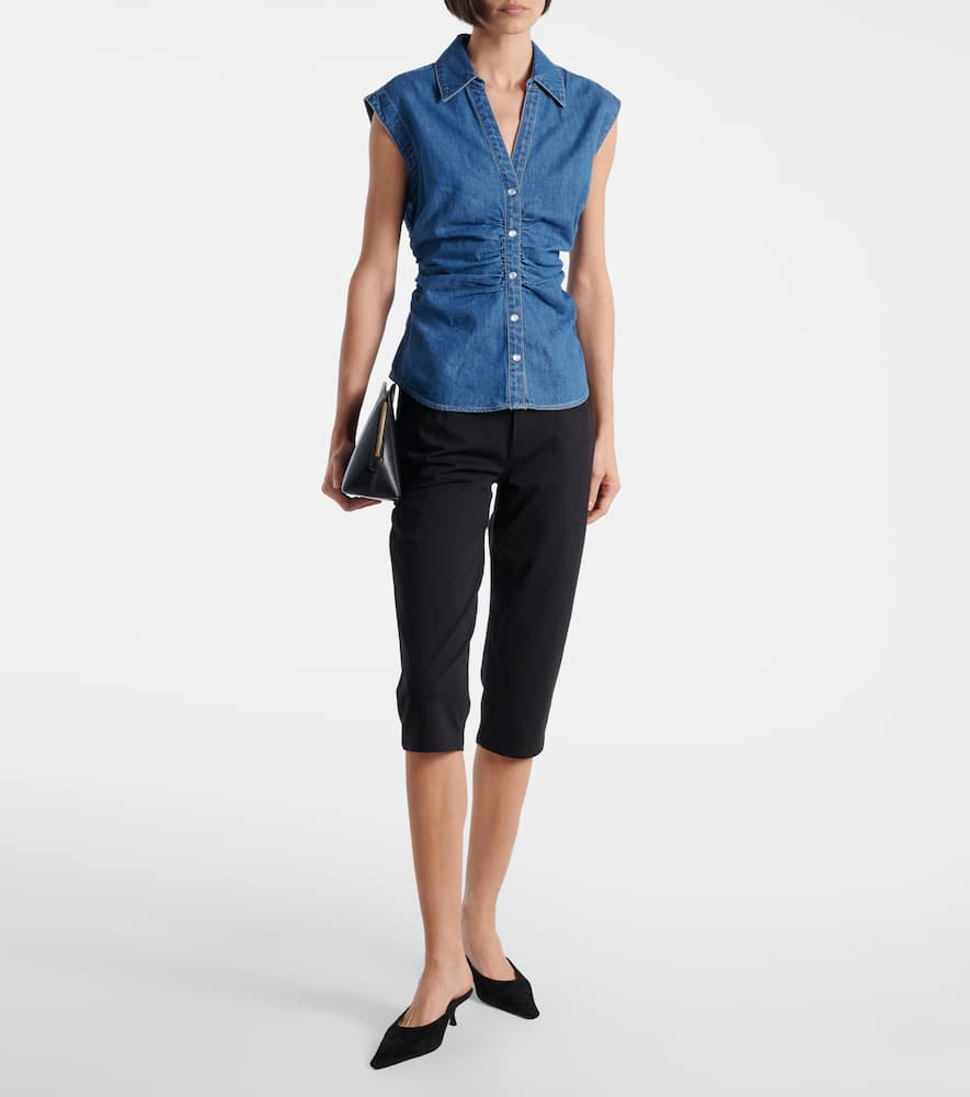 Veronica Beard Sera Denim Top In Blue