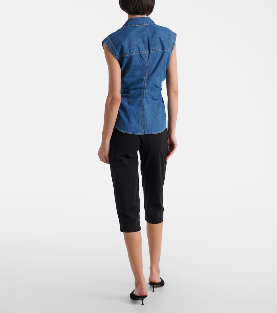 Veronica Beard Sera Denim Top In Blue