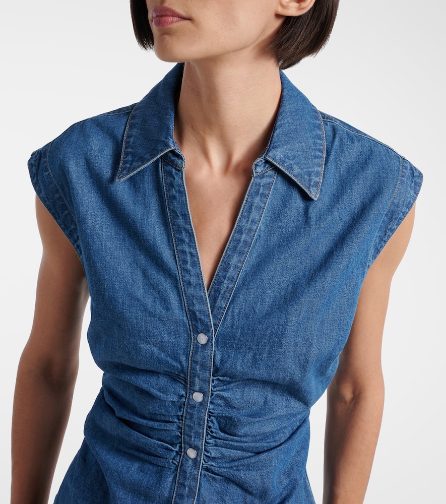 Veronica Beard Sera Denim Top In Blue