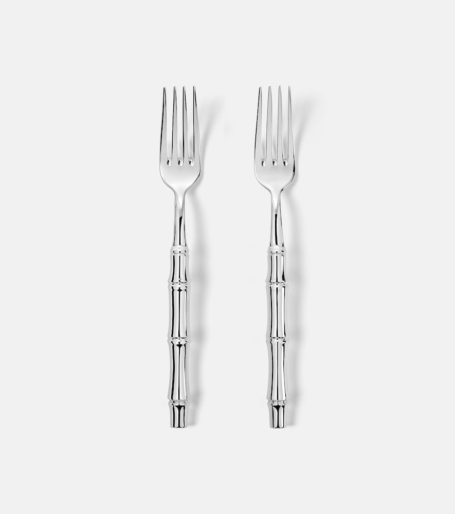 Gucci Bamboo set of 2 silver-plated forks　グッチ バンブー シルバーメッキ フォーク 2 本セット Gucci