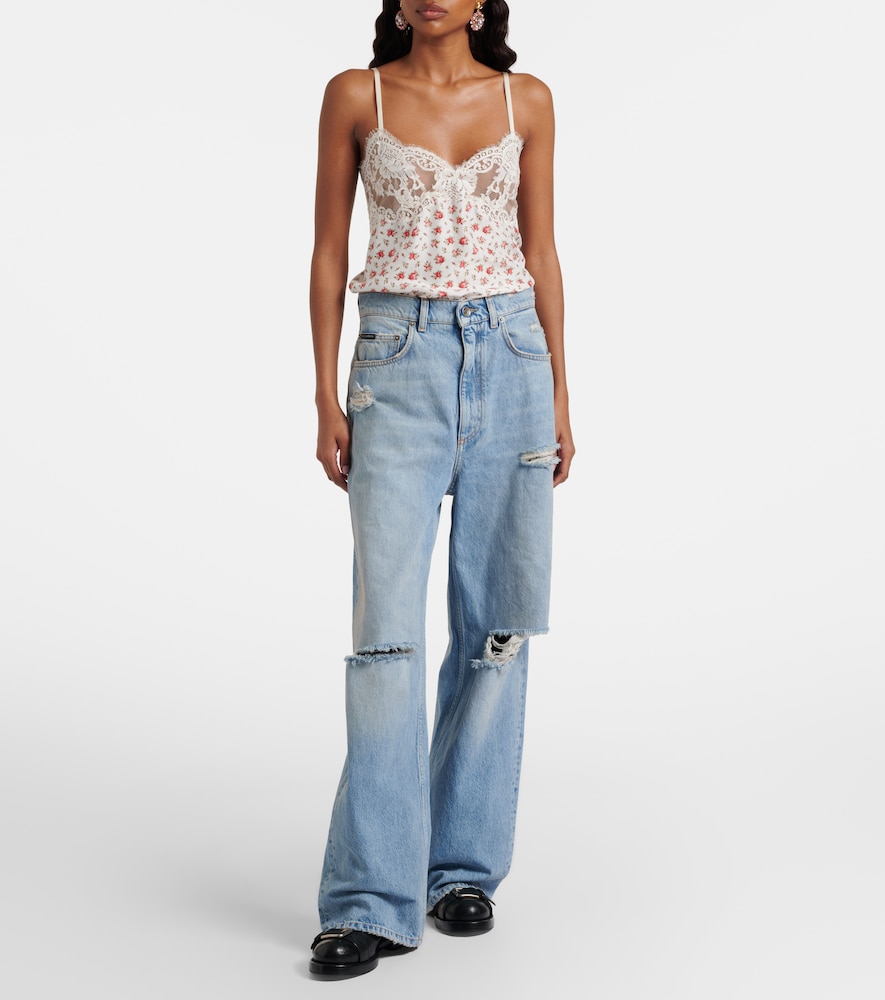  Dolce&gabbana Dolce&gabbana Distressed Wide-leg Jeans 