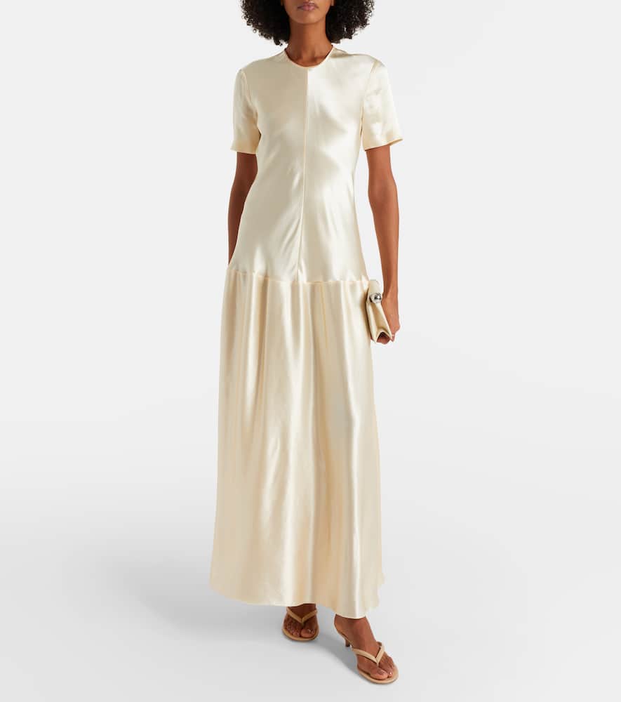 Fforme Clodia Satin Maxi Dress In Neutral