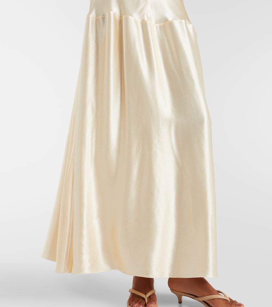 Fforme Clodia Satin Maxi Dress In Neutral