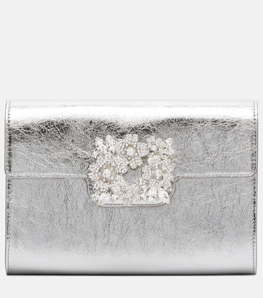 Roger Vivier Efflorescence Mini metallic leather clutch