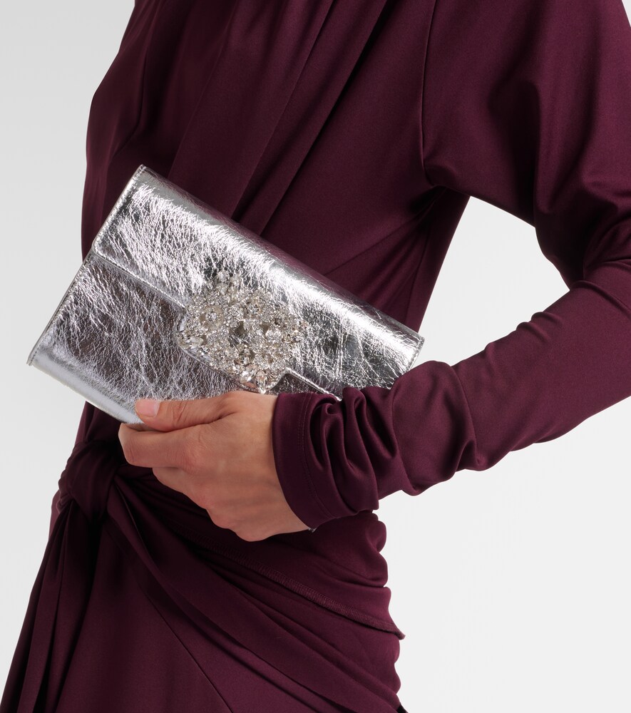 Roger Vivier Efflorescence Mini metallic leather clutch