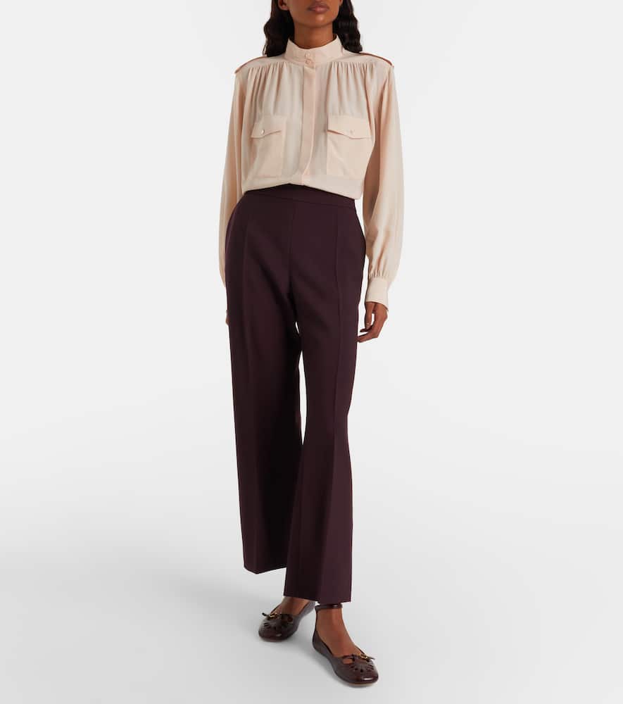 Chloé High-rise Virgin Wool Wide-leg Pants In Purple