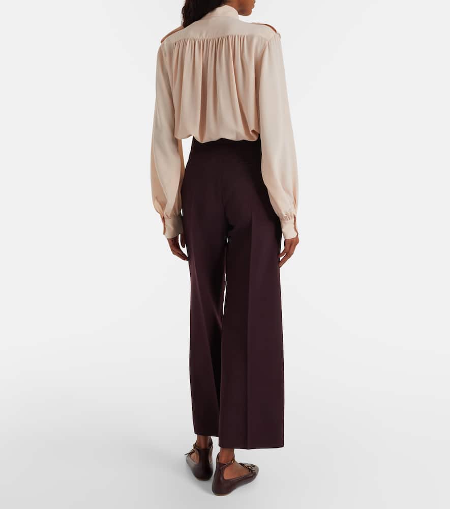 Chloé High-rise Virgin Wool Wide-leg Pants In Purple