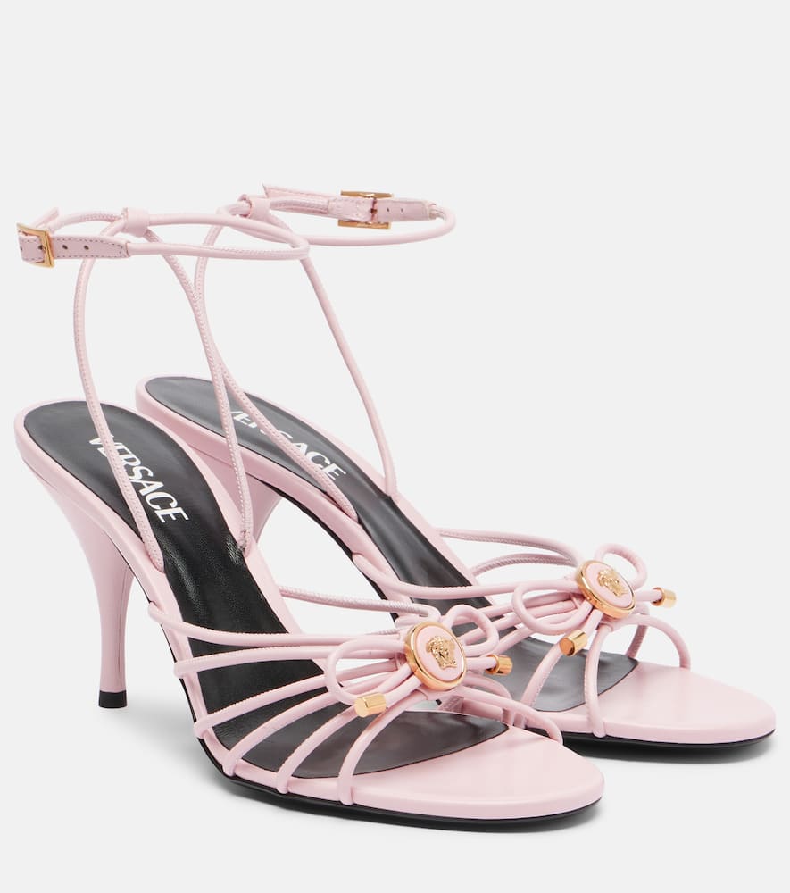 Versace Opera Bow Nappa Sandals 85 Mm In Pink