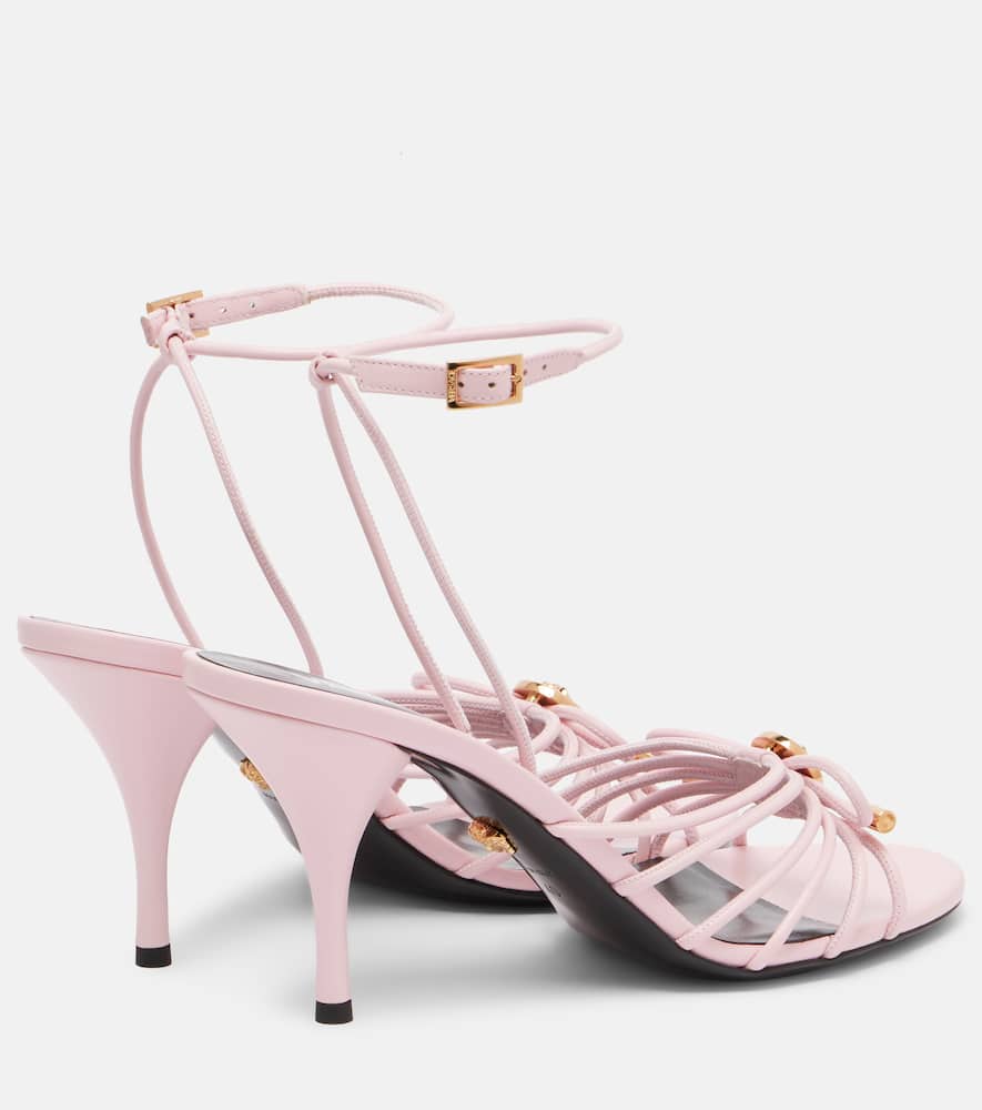 Versace Opera Bow Nappa Sandals 85 Mm In Pink