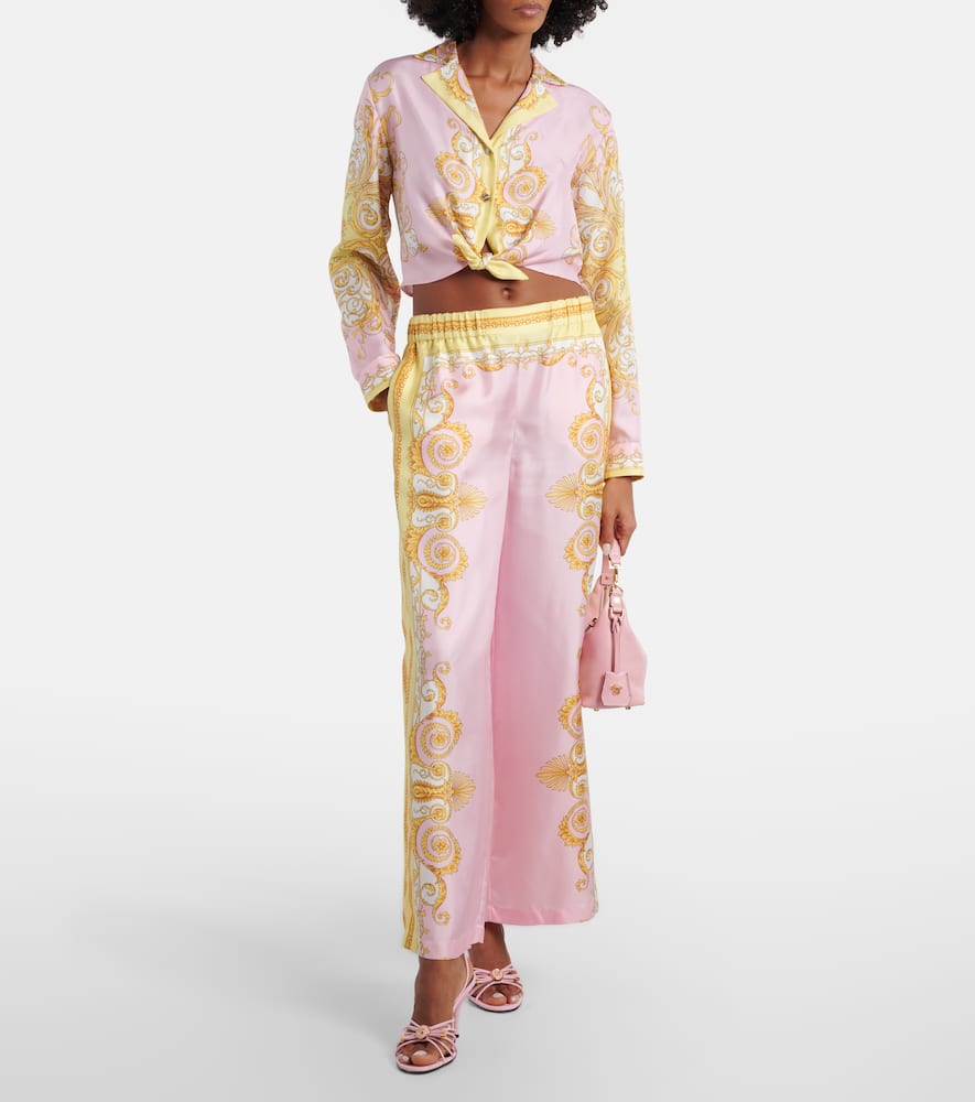 Versace Opera Bow Nappa Sandals 85 Mm In Pink