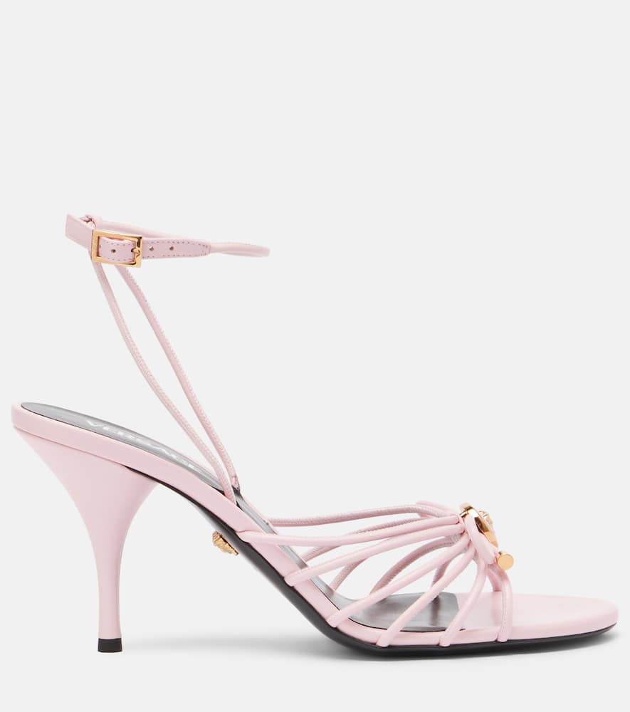 Versace Opera Bow Nappa Sandals 85 Mm In Pink