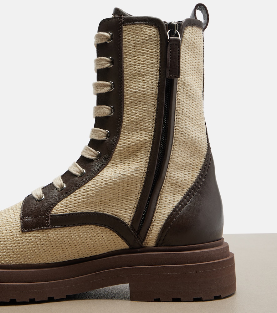  Brunello Cucinelli Brunello Cucinelli Leather-trimmed Lace-up Boots 