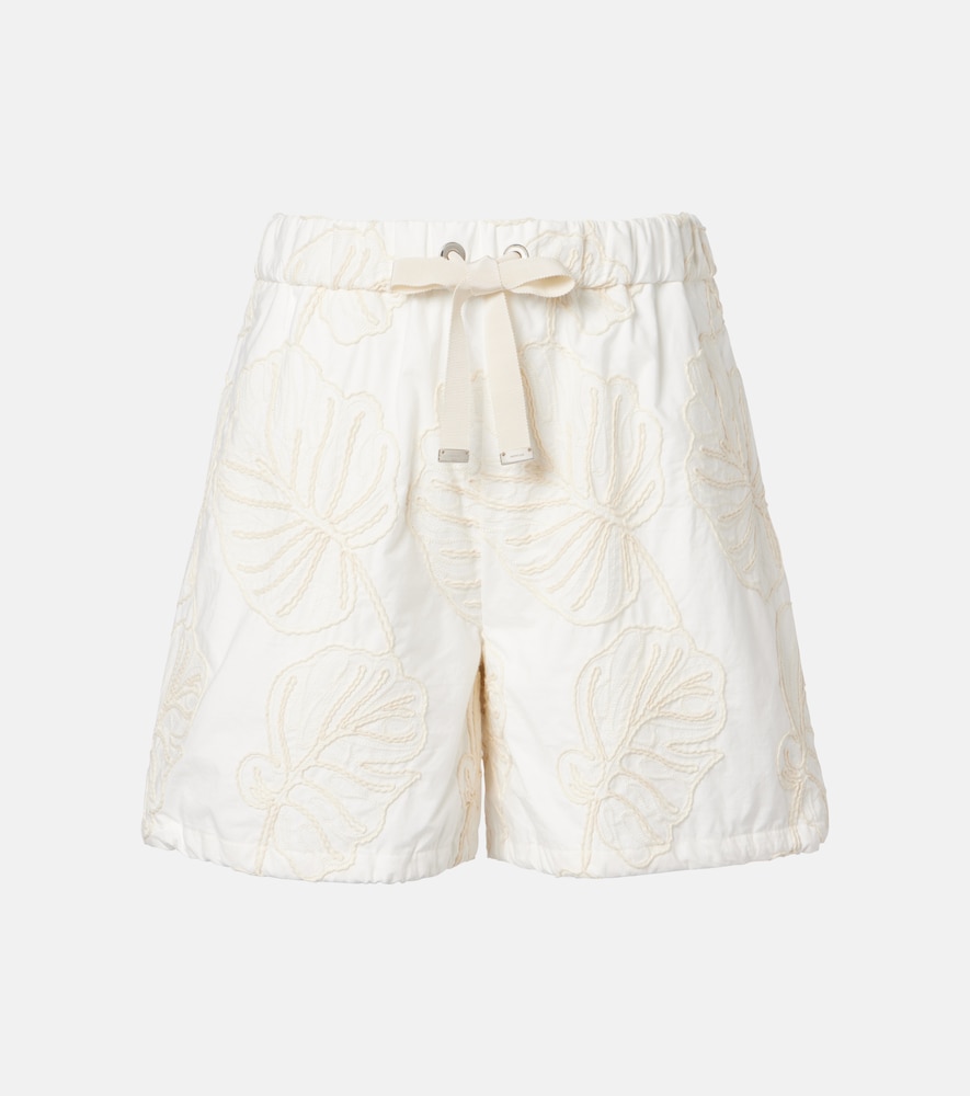 Moncler Embroidered cotton shorts