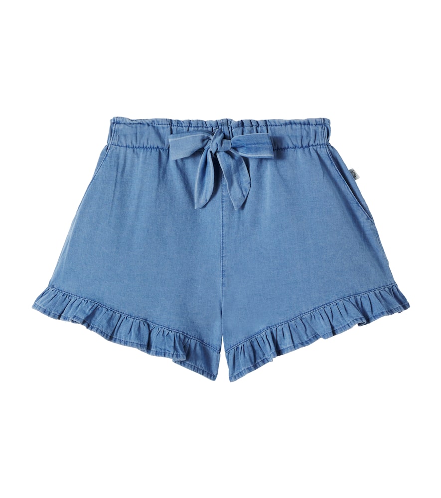 Cozmo Kids' Sienna Ruffled Cotton Chambray Shorts In Blue