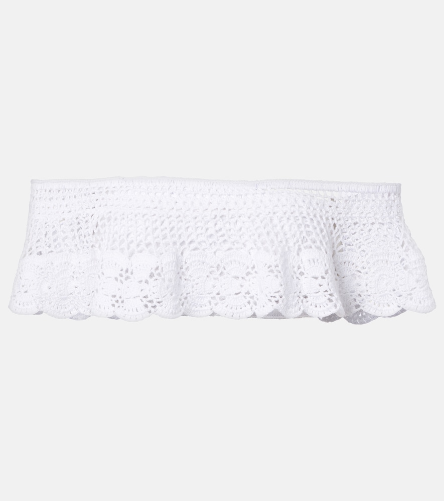 Anna Kosturova Crochet off-shoulder cotton crop top