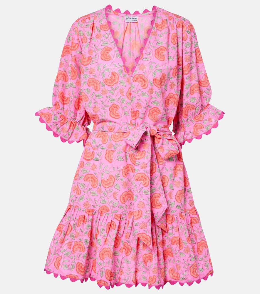 Juliet Dunn Floral scalloped cotton minidress