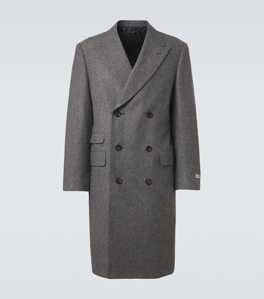 Cappotto doppiopetto in lana e seta