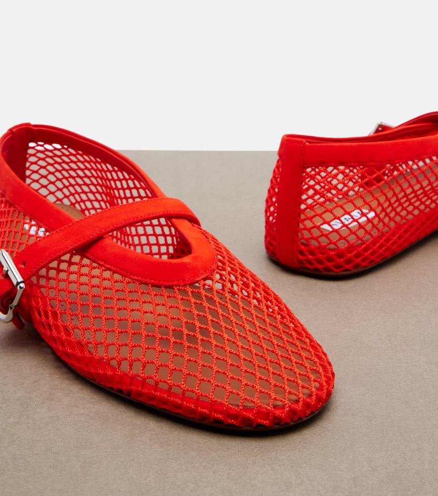  Alaia Alaïa Mary-jane-ballerinas Fishnet Mit Lederbesatz 