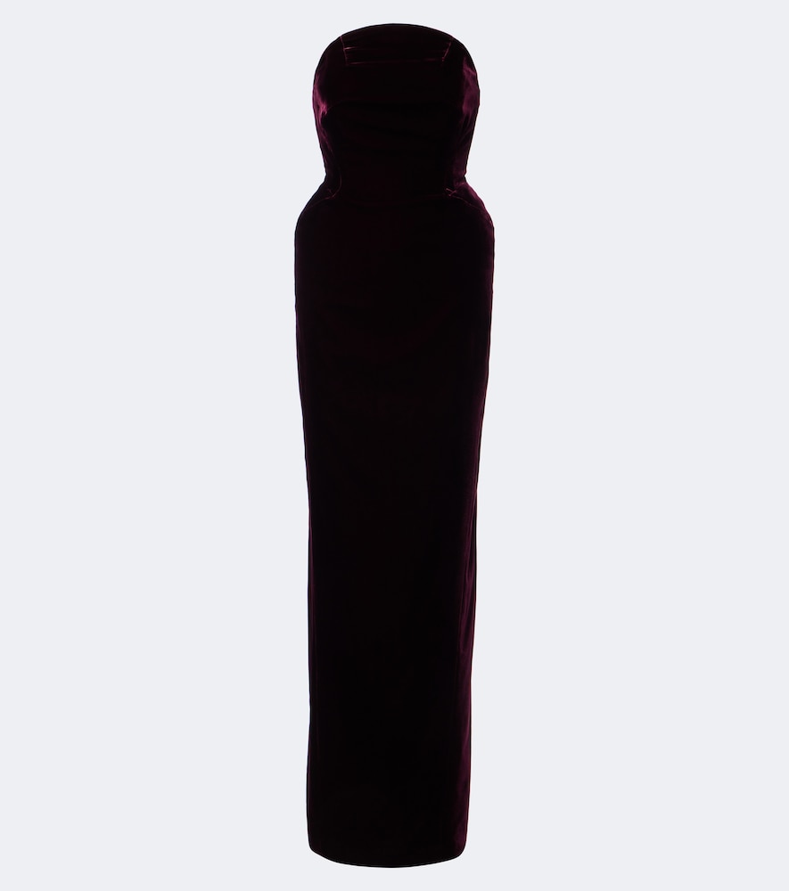 Abito lungo bustier in velluto