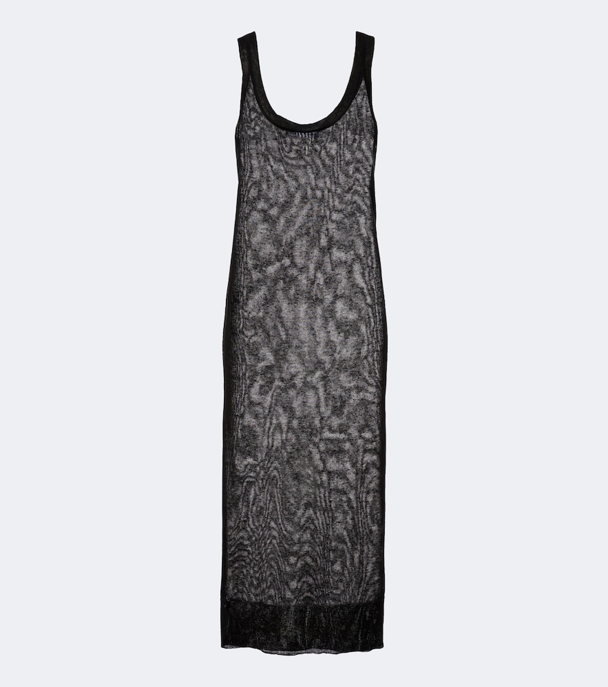 Alaia Women's Black Semi-Sheer Linen And Silk Midi Dress UK Size 10 - Mytheresa