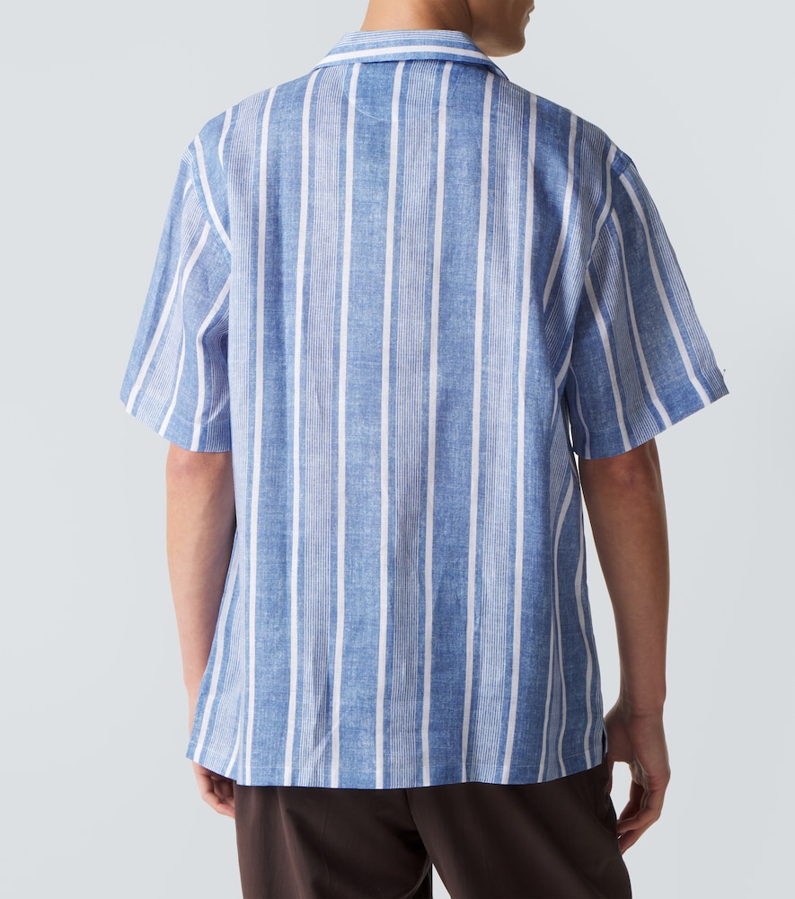  Fedeli Fedeli Striped Linen Bowling Shirt 