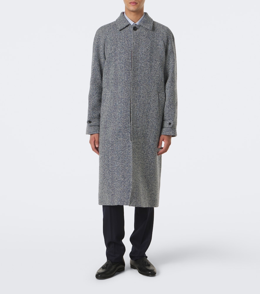 Herringbone Wool, Silk, And Cashmere Coat