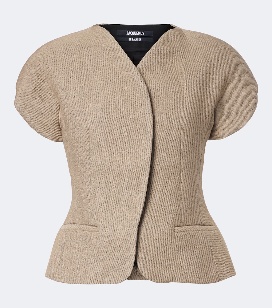 Jacquemus Ovalo Wool And Cotton Jacket In Beige