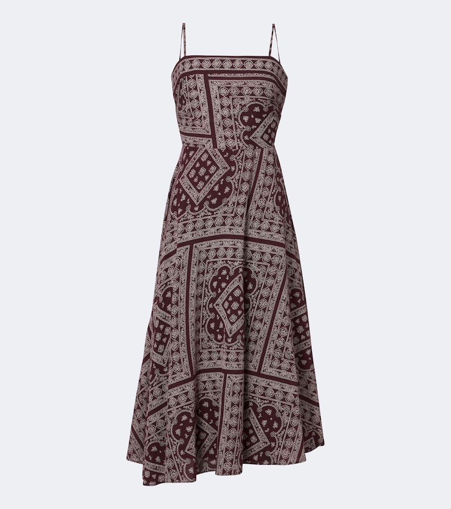 Veronica Beard Women's Burgundy Kitt Printed Cotton-Blend Midi Dress UK Size 16 - Mytheresa
