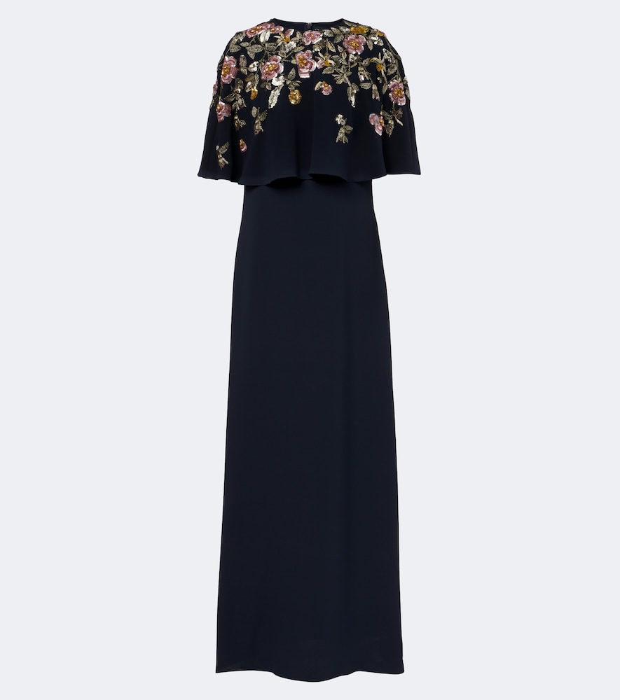 Oscar de la Renta Embellished silk-blend georgette gown