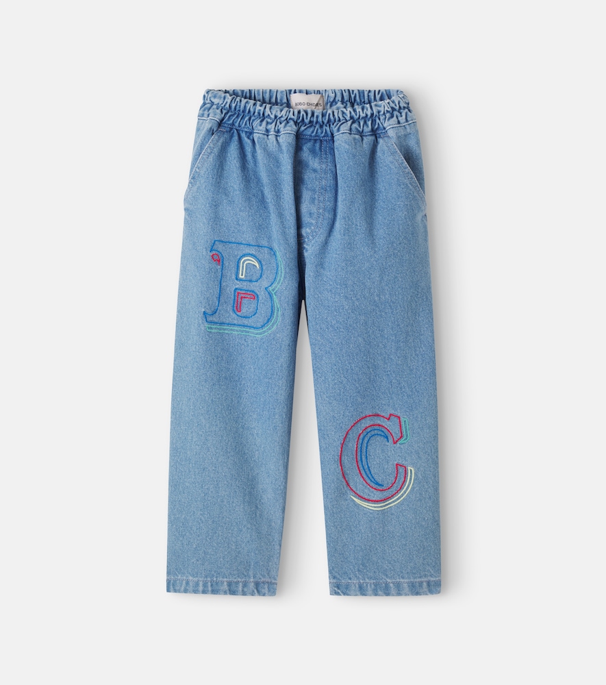 Jeans a gamba larga con ricamo