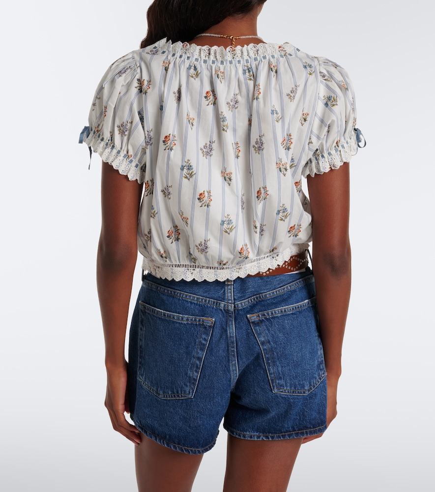 Dôen Nera Embroidered Printed Cotton Top