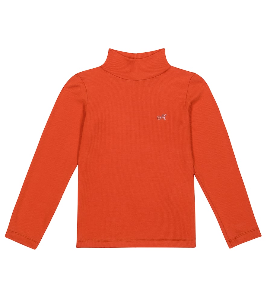 Monnalisa Embellished jersey mockneck top