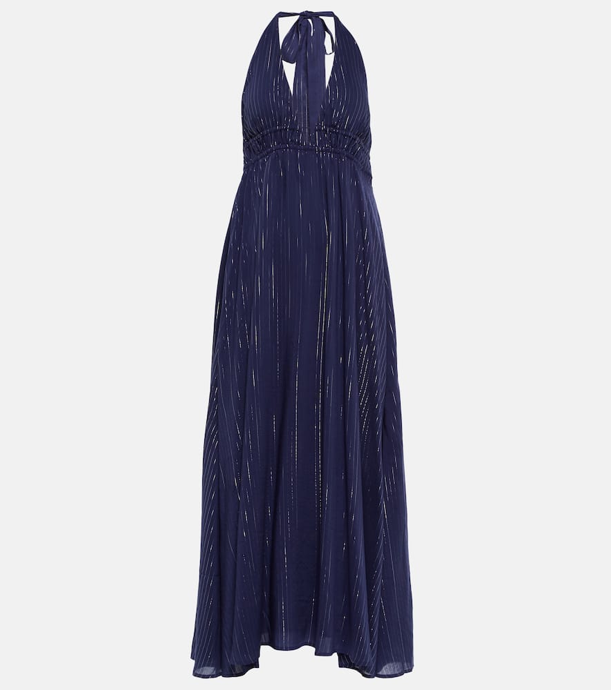 Heidi Klein Striped Halterneck Maxi Dress In Midnight Thread