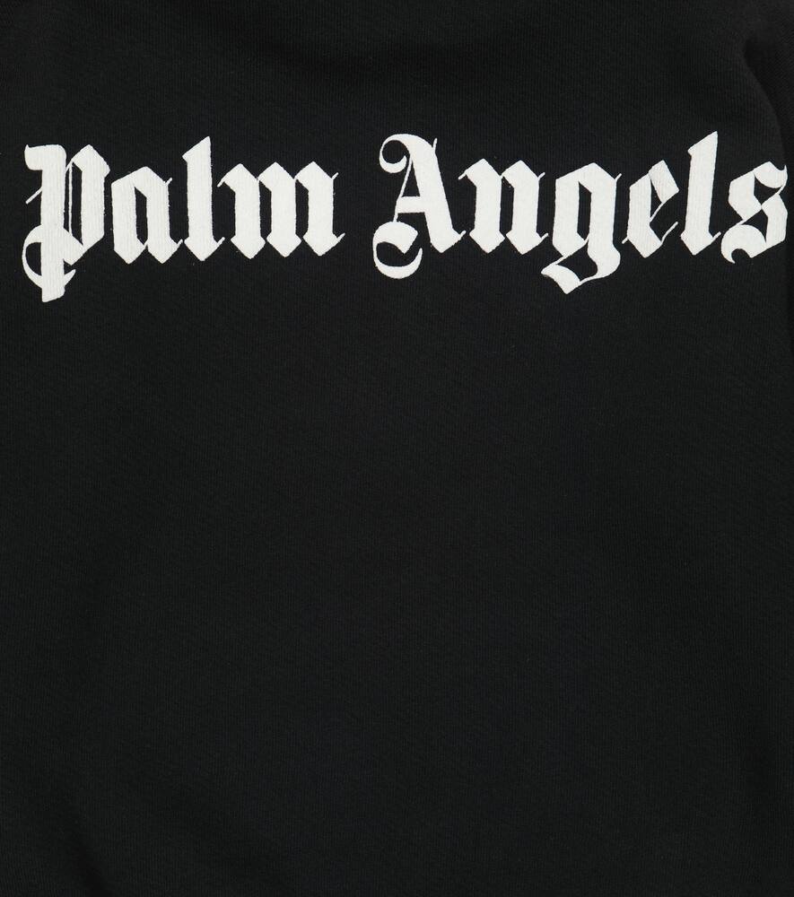 Shop Palm Angels Logo Cotton Hoodie In Black White