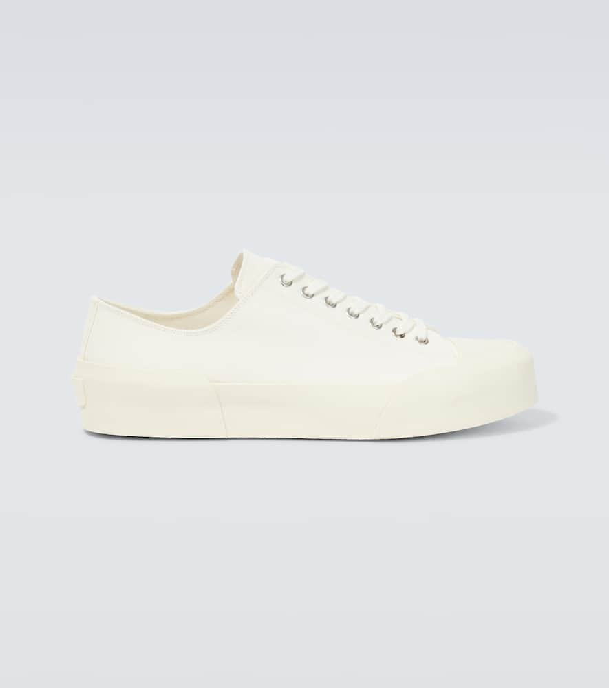 Shop Jil Sander Cotton Canvas Sneakers In Porcelain