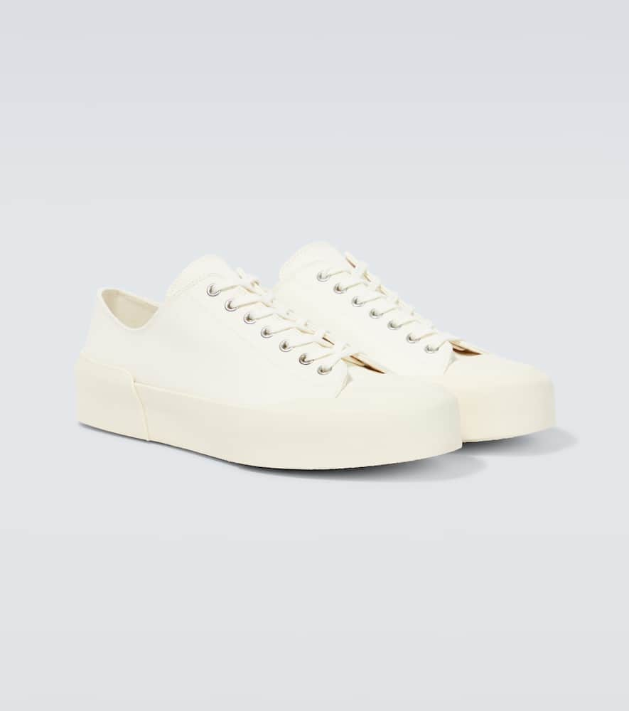 Shop Jil Sander Cotton Canvas Sneakers In Porcelain