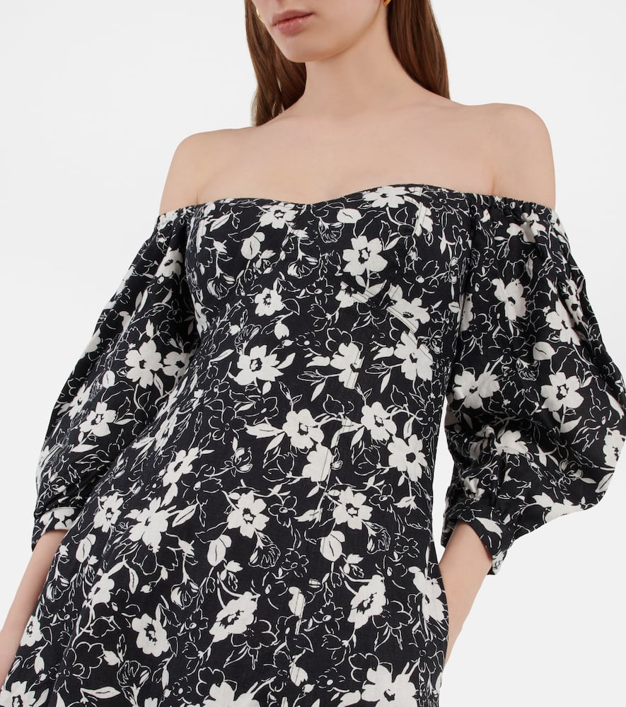 Floral linen midi dress