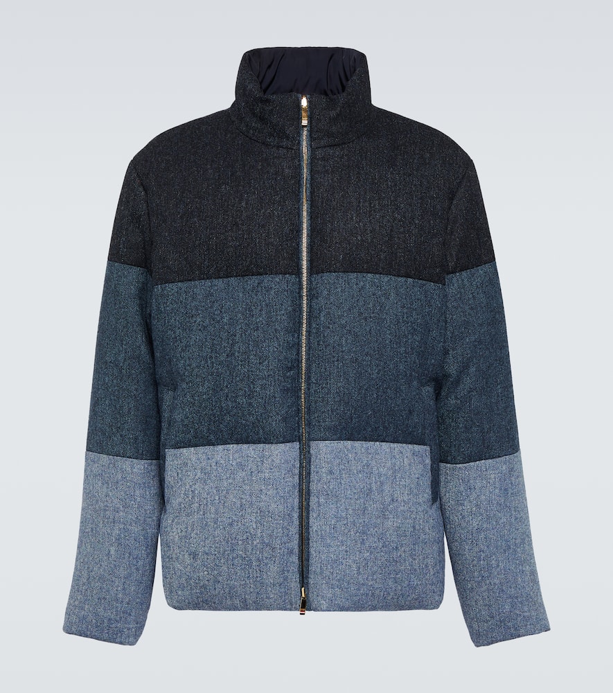 Shop Thom Browne Wool Down-filled Jacket In Blue