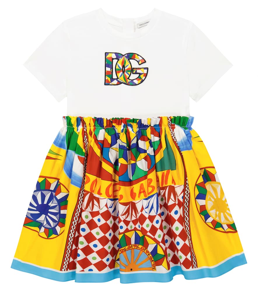 Dolce & Gabbana Kids Carretto poplin and jersey dress